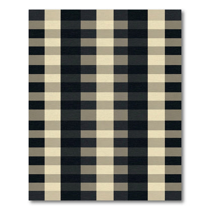 Classic Black Beige Gingham Check Rug