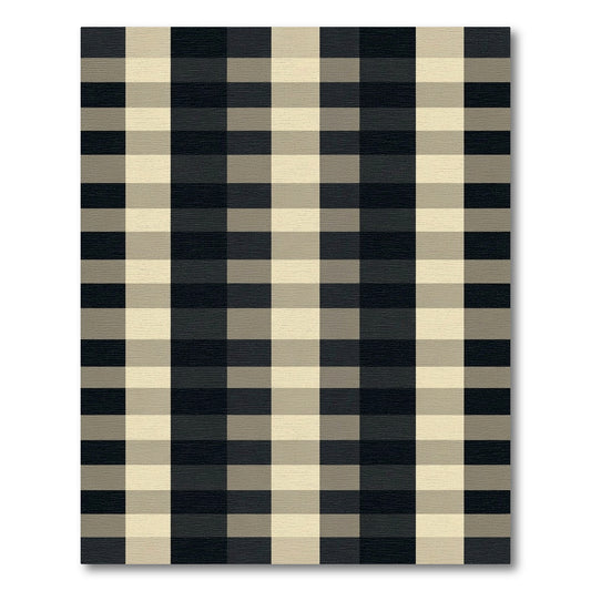 Classic Black Beige Gingham Check Rug