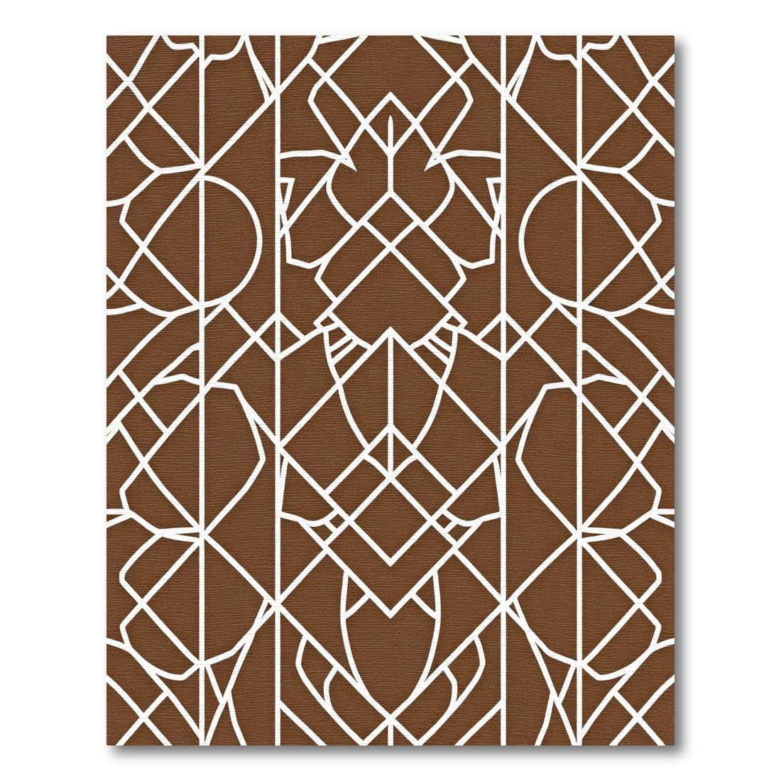 Art Deco White Geometric Brown Rug