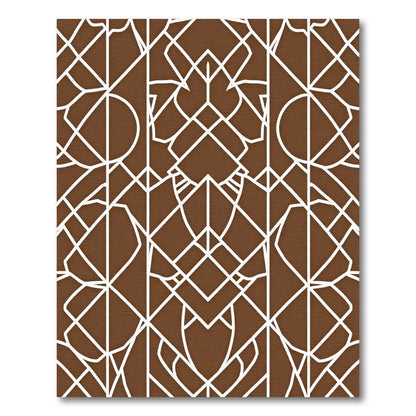 Art Deco White Geometric Brown Rug