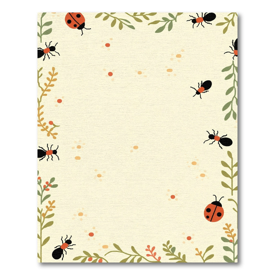 Whimsical Ladybugs Ants Botanical Border Rug