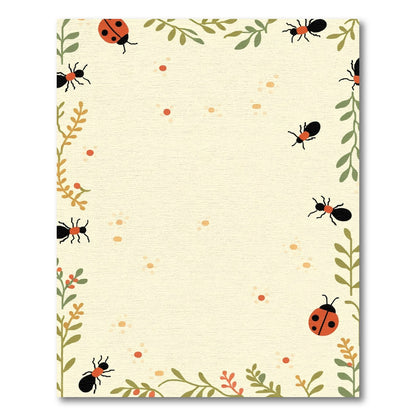 Whimsical Ladybugs Ants Botanical Border Rug