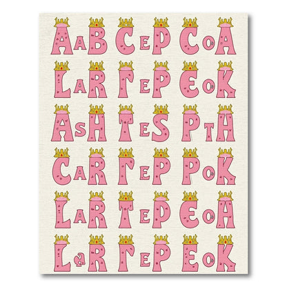 Pink Crowned Alphabet Repeating Pattern Rug