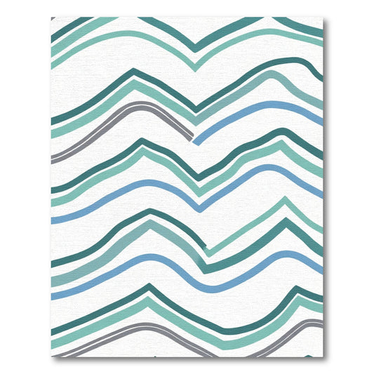 Ocean Blue Wavy Chevron Rug