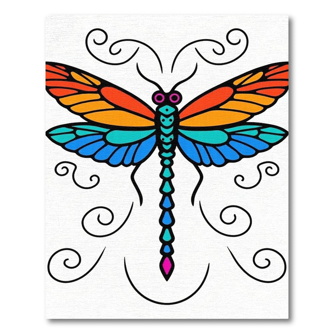 Colorful Dragonfly Swirl Art Rug