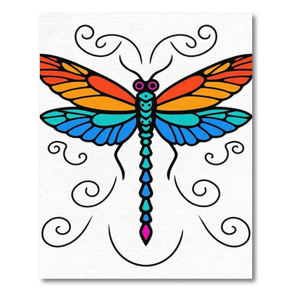 Colorful Dragonfly Swirl Art Rug