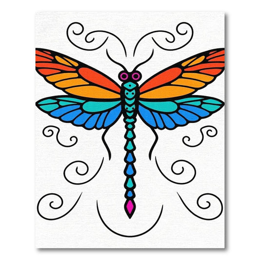 Colorful Dragonfly Swirl Art Rug
