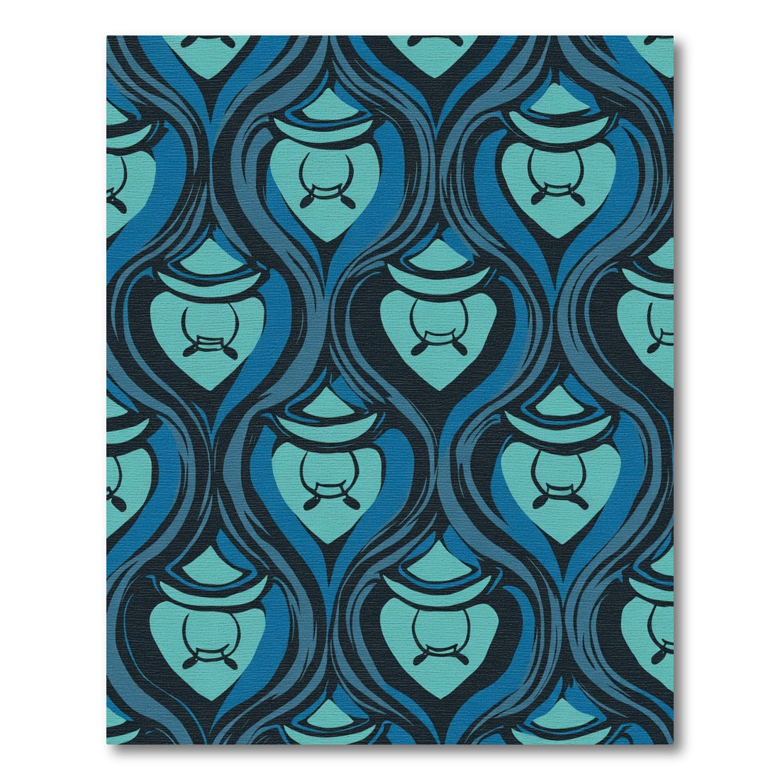 Dark Teal Blue Flowing Lantern Rug