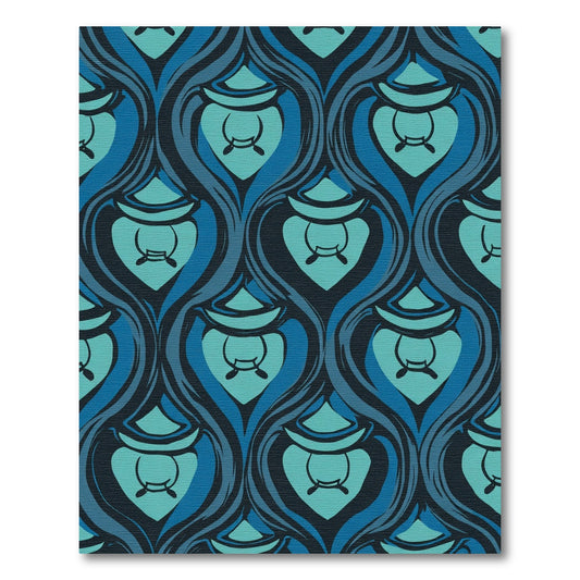 Dark Teal Blue Flowing Lantern Rug