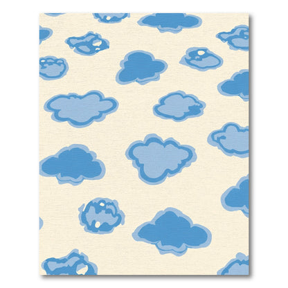Blue Clouds Creamy Sky Pattern Rug