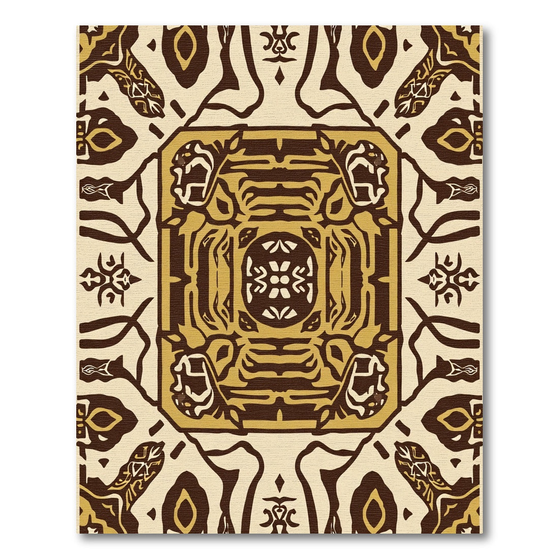 Tawny Brown Tribal Animal Medallion Rug