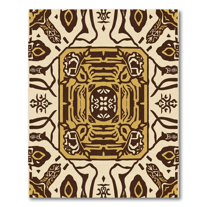 Tawny Brown Tribal Animal Medallion Rug