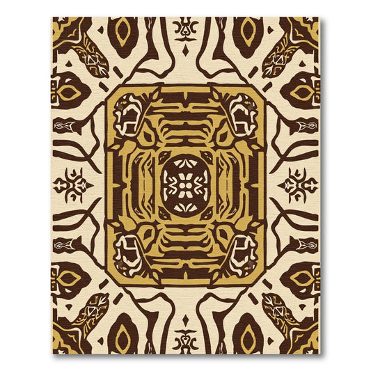 Tawny Brown Tribal Animal Medallion Rug