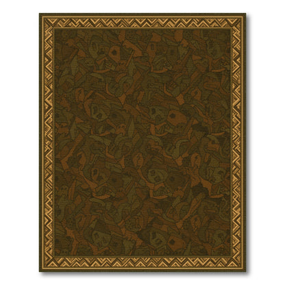 Brown Tribal Area Rug with Zigzag Border