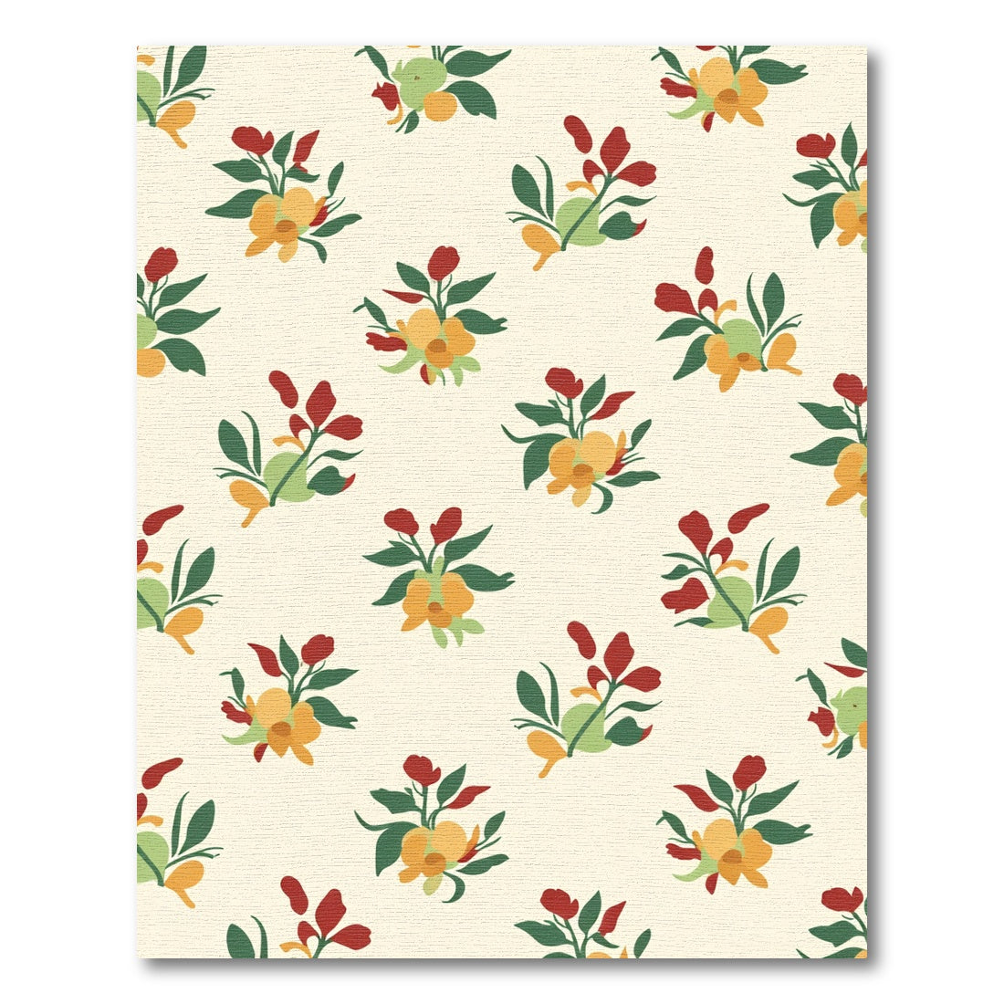 Terracotta Yellow Floral Garden Arrangement Rug