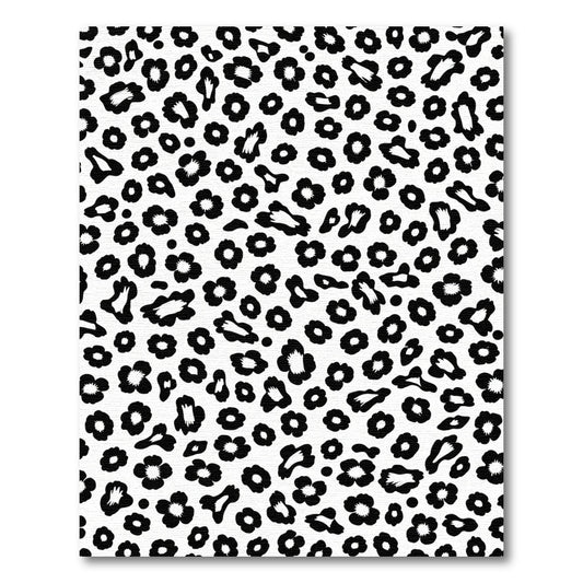 Black White Leopard Spots Rug
