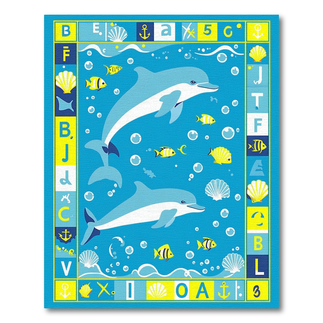 Blue Dolphin Kids Washable Area Rug