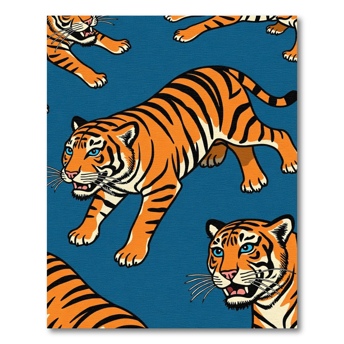 Vibrant Orange Tiger Dynamic Collage Rug