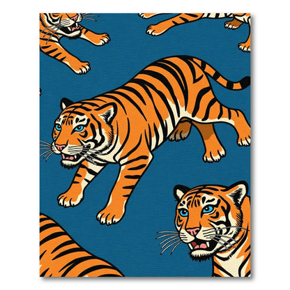 Vibrant Orange Tiger Dynamic Collage Rug