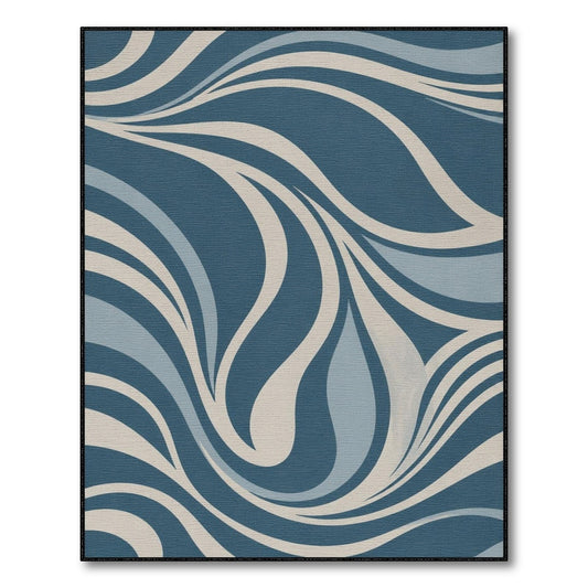Abstract Area Blue Swirl Wave Area Rug