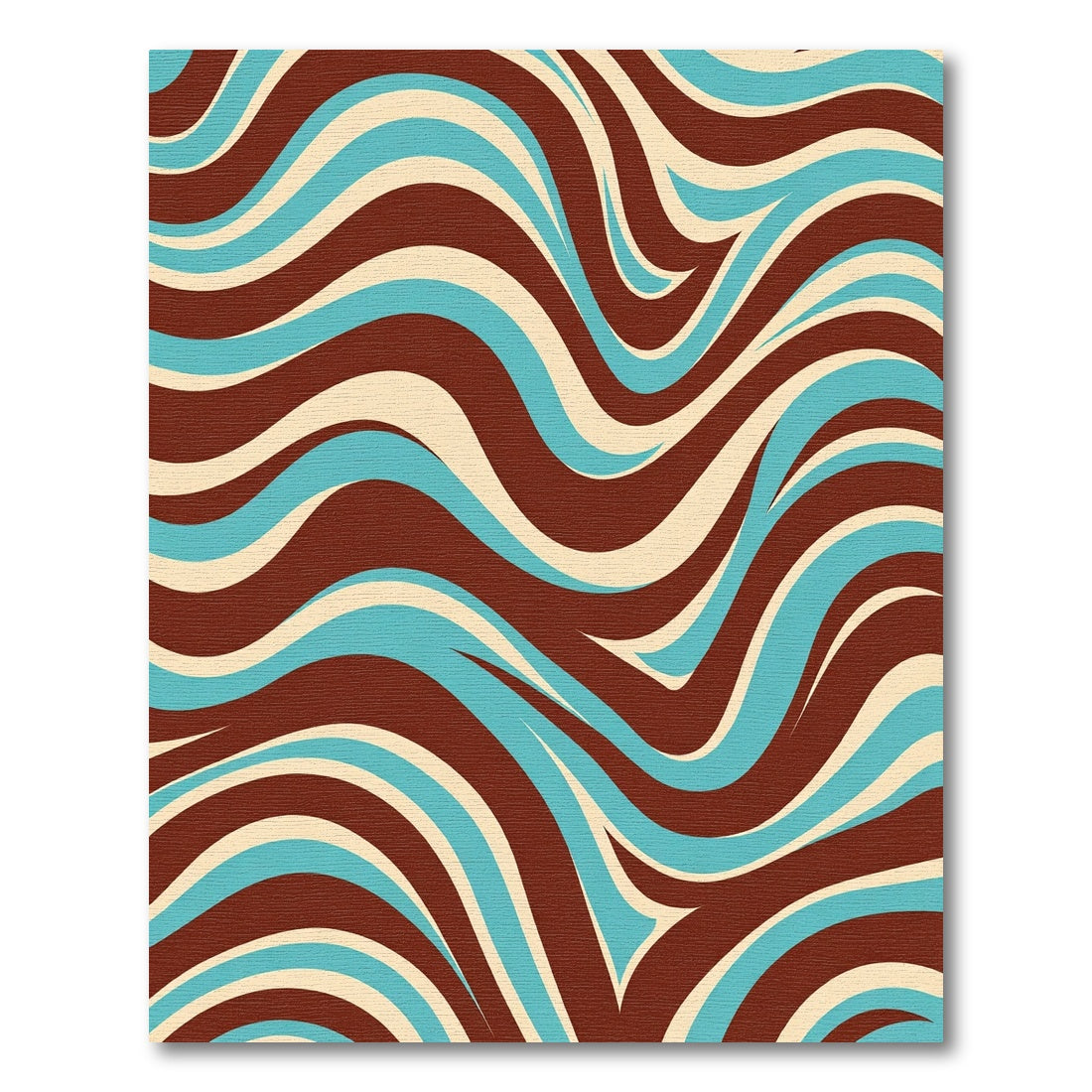 Retro Brown Teal Cream Swirl Rug