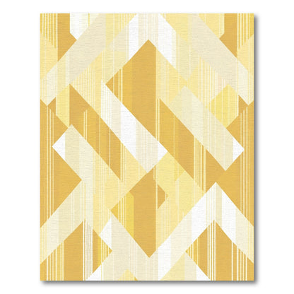 Golden Yellow Geometric Chevron Stripe Rug