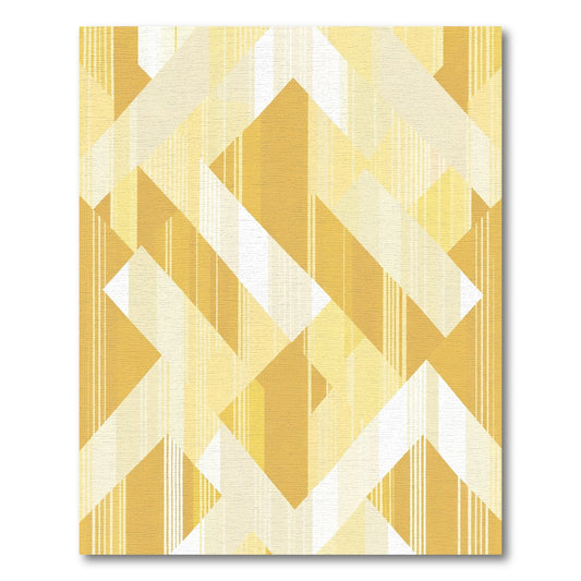 Golden Yellow Geometric Chevron Stripe Rug