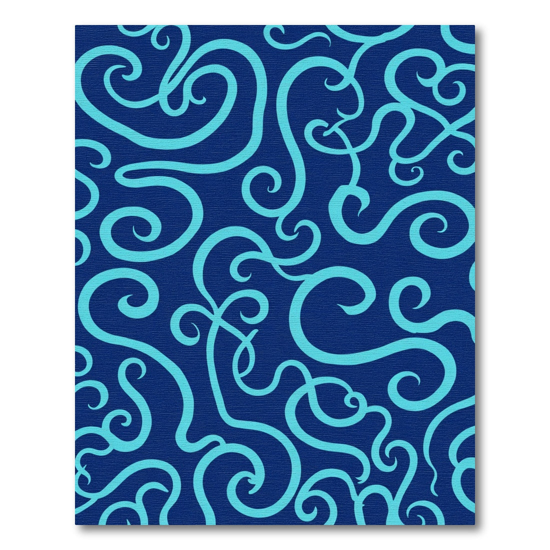 Navy Aqua Swirl Vine Rug