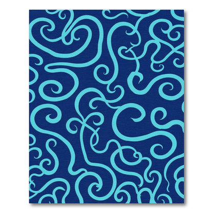 Navy Aqua Swirl Vine Rug
