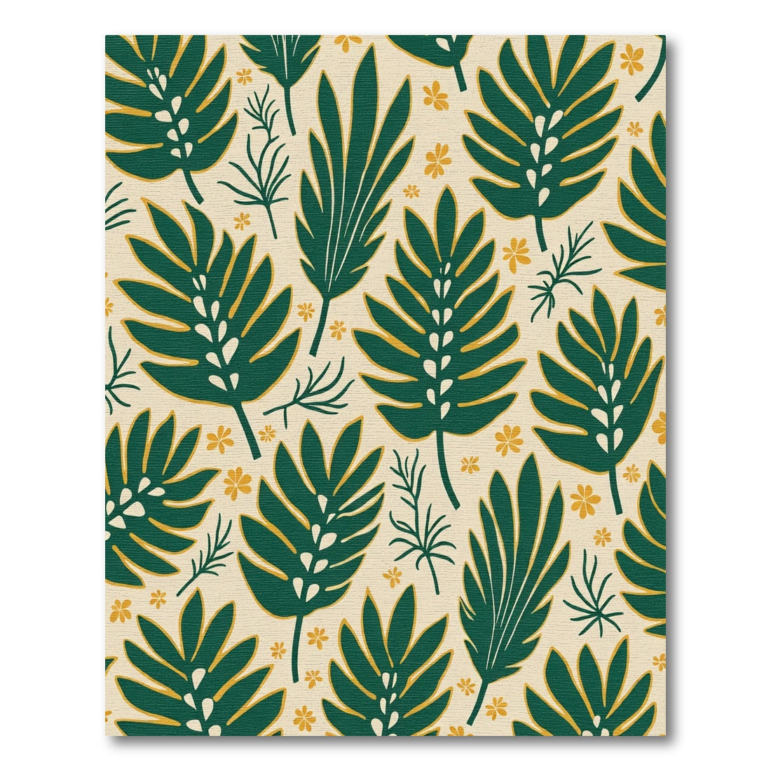 Deep Green Tropical Leaf Delight Rug
