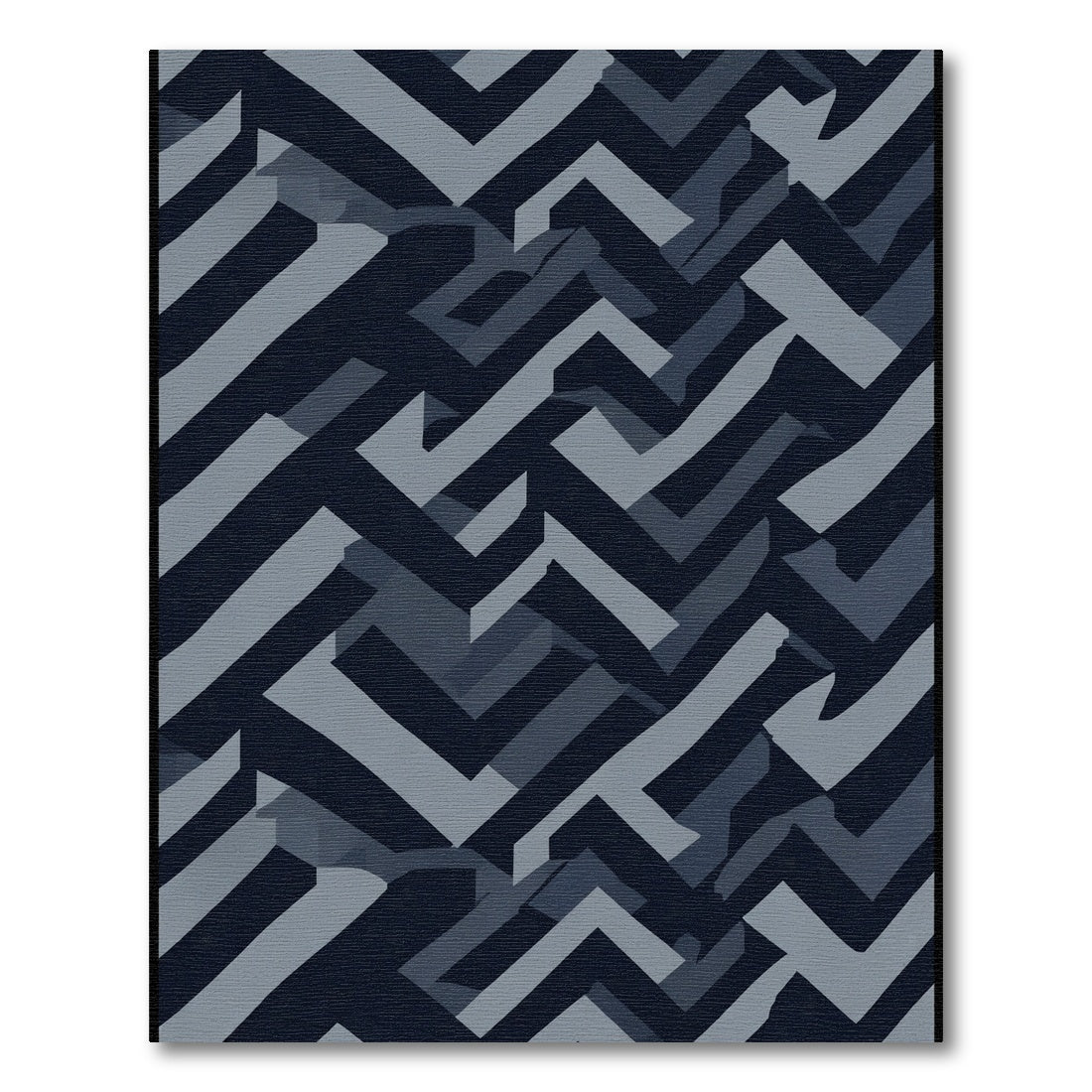 Dark Blue Camouflage Herringbone Rug