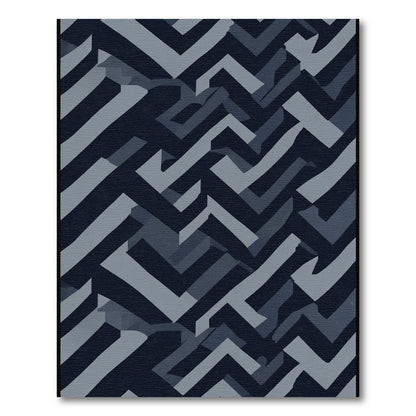 Dark Blue Camouflage Herringbone Rug