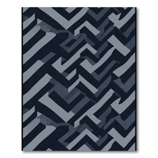 Dark Blue Camouflage Herringbone Rug