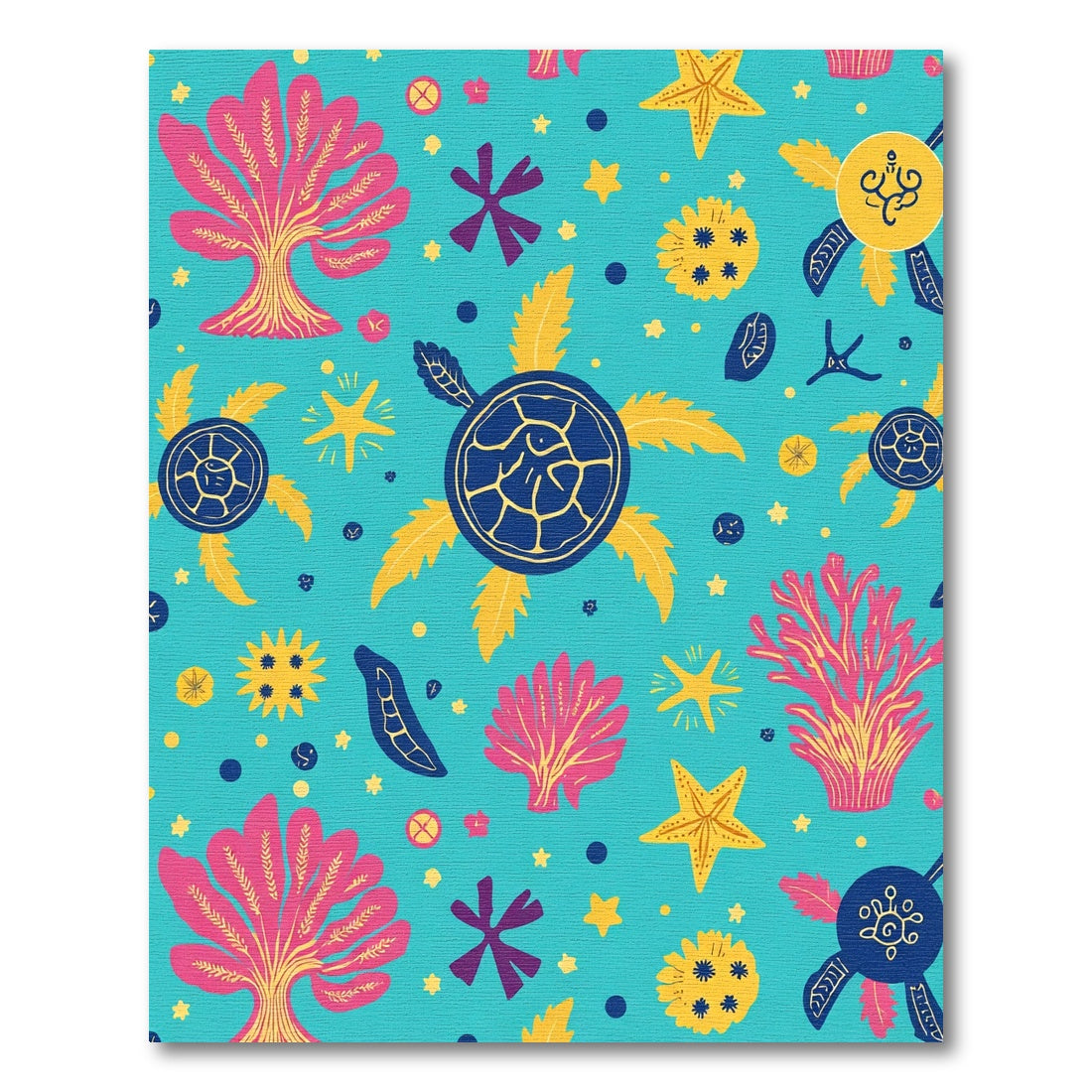 Aqua Coral Turtle Starfish Medley Rug