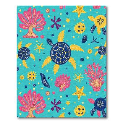 Aqua Coral Turtle Starfish Medley Rug