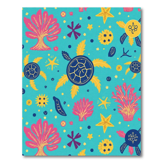 Aqua Coral Turtle Starfish Medley Rug
