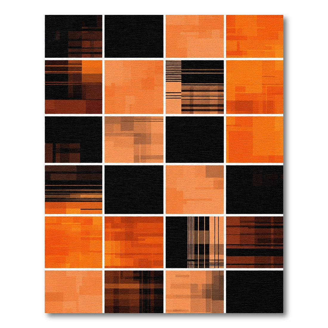 Terracotta Abstract Rectangular Blocks Rug