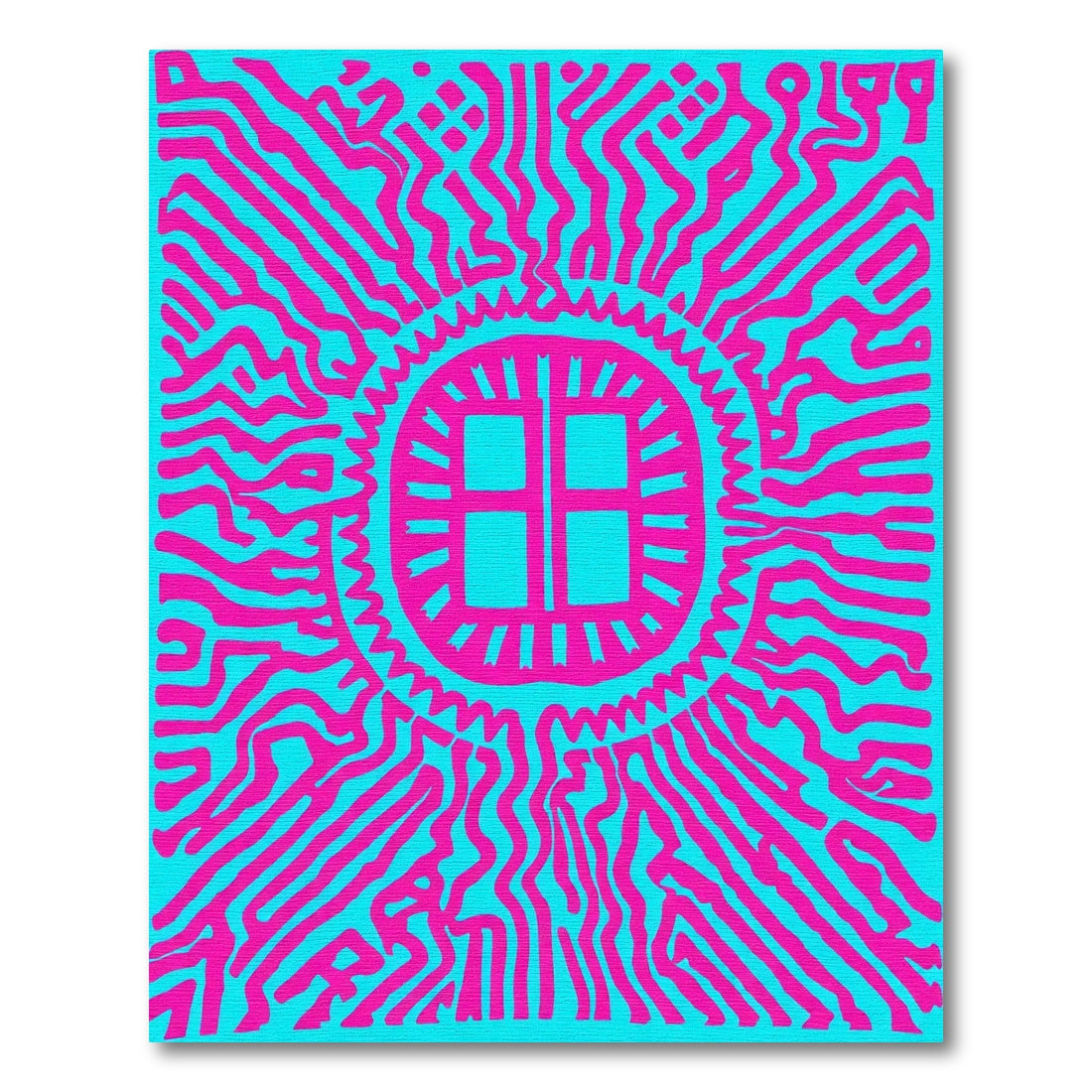 Bold Magenta Sunburst Maze Rug