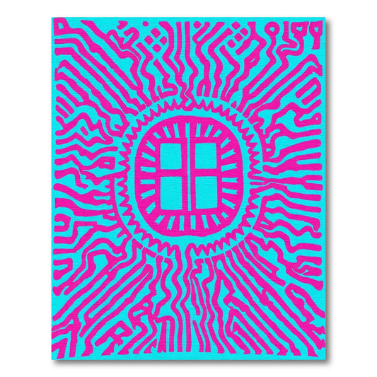 Bold Magenta Sunburst Maze Rug