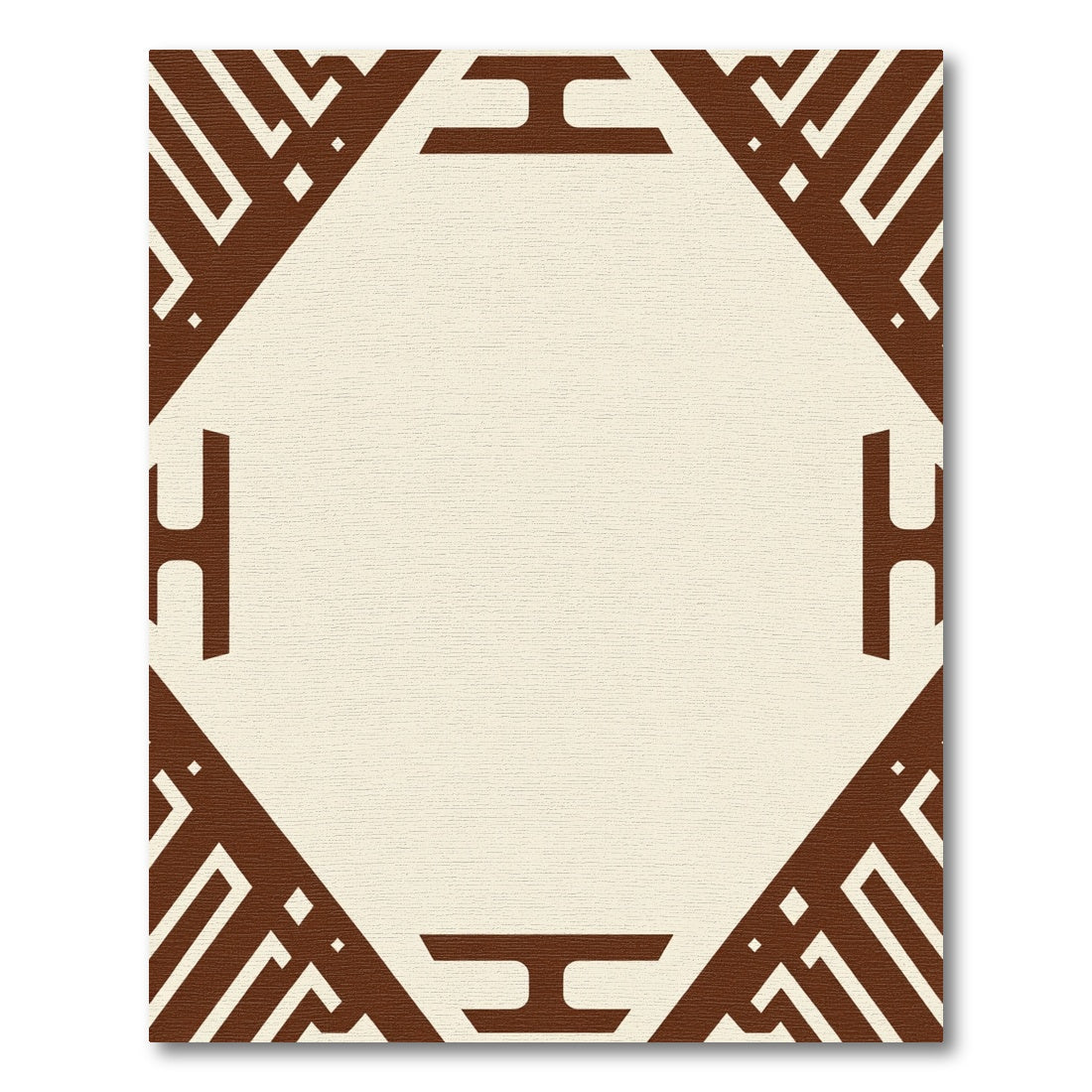 Tan Brown Geometric Diamond Frame Rug