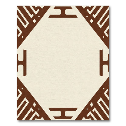 Tan Brown Geometric Diamond Frame Rug