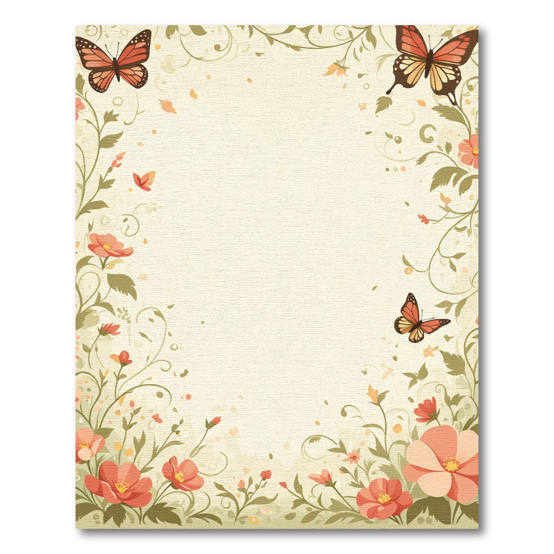 Coral Butterfly Garden Floral Rug