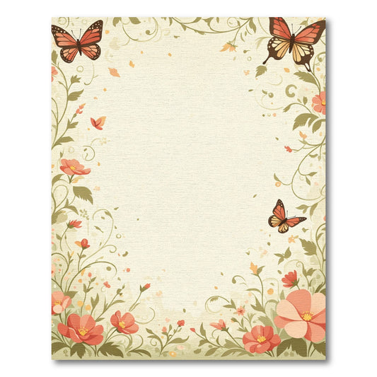 Coral Butterfly Garden Floral Rug