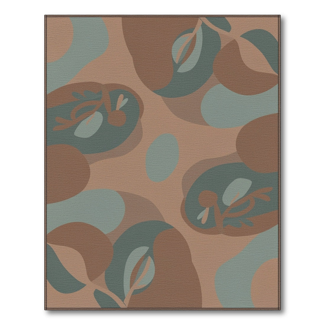 Abstract Brown Teal Organic Area Rug