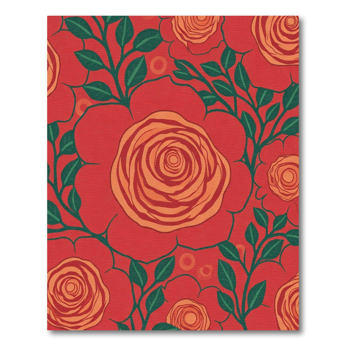 Orange Rose Garden Red Floral Rug