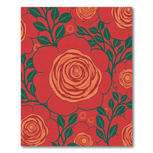 Orange Rose Garden Red Floral Rug