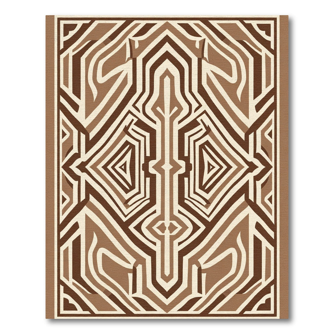 Tribal Brown Geometric Maze Rug