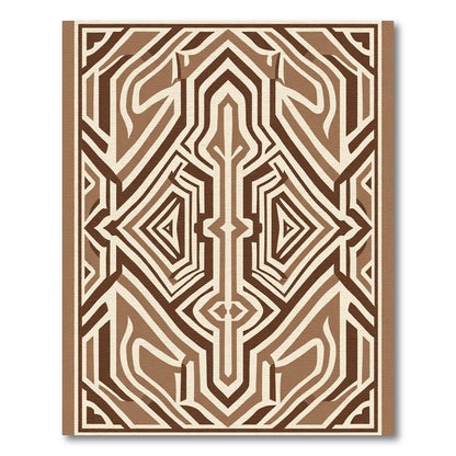 Tribal Brown Geometric Maze Rug
