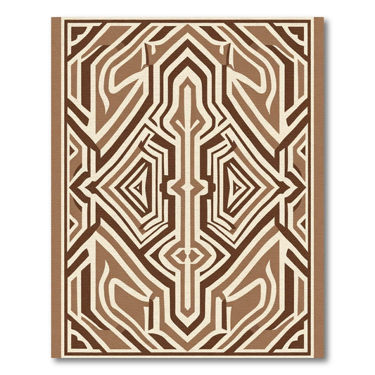 Tribal Brown Geometric Maze Rug