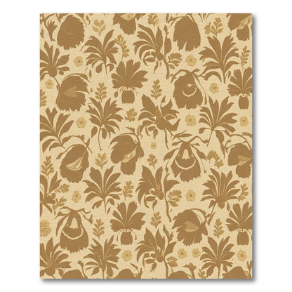 Earthy Brown Floral Silhouette Meadow Rug